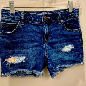 Cat & Jack Girld Denim Shorts-distressed with sparkles
